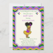 Baby Shower Girl, Mardi Gras Girl, gold, Zickzack Einladung (Vorderseite)