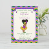 Baby Shower Girl, Mardi Gras Girl, gold, Zickzack Einladung (Stehend Vorderseite)