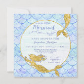Baby Shower Girl Meerjungfrau Wasserfarbenskala in Einladung (Vorderseite)