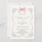 Baby Shower Girl mit Bogen Einladung (Vorderseite)