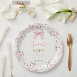 Baby Shower Girl mit Bogen Pappteller