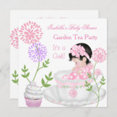 Baby Shower Girl Pink Baby Garden Tee Party Einladung (Vorne/Hinten)