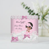 Baby Shower Girl Pink Baby Teacup Cupcake 2a Einladung (Stehend Vorderseite)