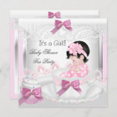 Baby Shower Girl Pink Baby Teacup Cupcake 35 Einladung (Vorne/Hinten)