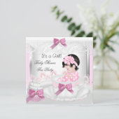 Baby Shower Girl Pink Baby Teacup Cupcake 35 Einladung (Stehend Vorderseite)