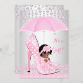 Baby Shower Girl Pink Babyschuh Diamant A3 Einladung (Vorne/Hinten)