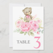 Baby Shower Girl Pink BearTable sign Einladung (Vorderseite)