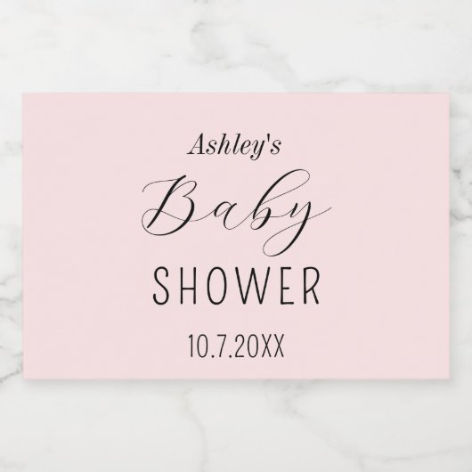 Baby Shower Girl Pink Elegant Schaumweinetikett (Einzelnes Label)