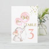 Baby Shower Girl Pink Elephant Table Schild Einladung (Stehend Vorderseite)