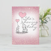 Baby Shower Girl Pink Glitzer Elefanten Einladung (Stehend Vorderseite)