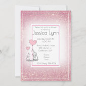 Baby Shower Girl Pink Glitzer Elefanten Einladung (Rückseite)
