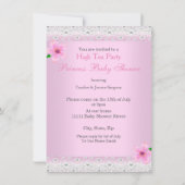 Baby Shower Girl Pink High Tee Party Blonde Einladung (Rückseite)