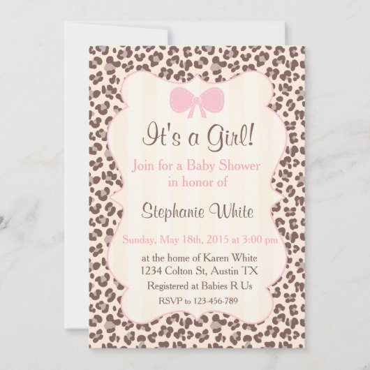 Baby Shower girl pink Leopard Einladung (Vorderseite)