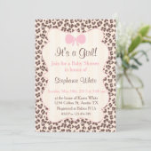 Baby Shower girl pink Leopard Einladung (Stehend Vorderseite)