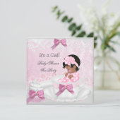 Baby Shower Girl Pink Niedlich Baby Teacup Cupcake Einladung (Stehend Vorderseite)