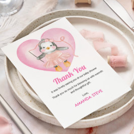 Baby Shower Girl Pink Pinguin Danke Karte