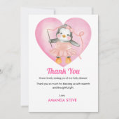 Baby Shower Girl Pink Pinguin Danke Karte (Vorderseite)