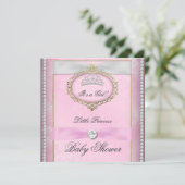 Baby Shower Girl Pink Princess Tiara Diamond Einladung (Stehend Vorderseite)