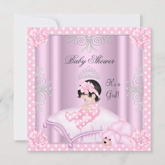 Baby Shower Girl Pink Princess Tiara Einladung (Vorderseite)