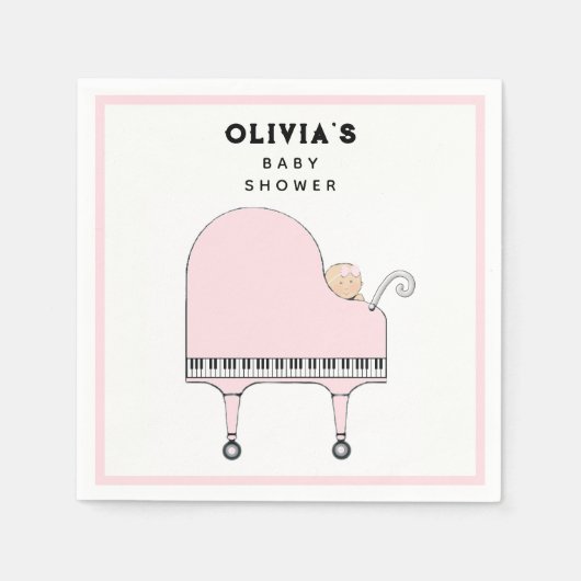 Baby Shower Girl Pink Serviette (Vorderseite)