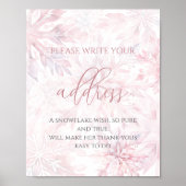 Baby Shower Girl Pink Snowflake Adresse Poster (Vorne)