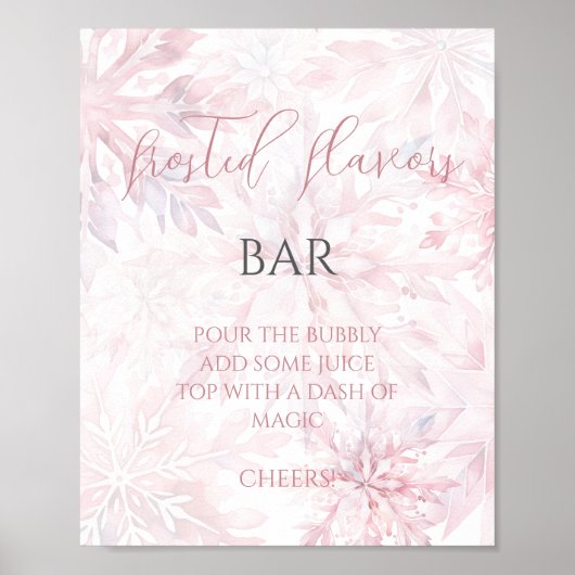 Baby Shower Girl Pink Snowflake Mama osa Bar Poster (Vorne)