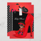 Baby Shower Girl Red Baby Shoe Polka Dos 2B Einladung (Vorne/Hinten)