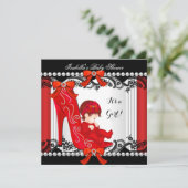 Baby Shower Girl Red High Heel Shoel Redhead Einladung (Stehend Vorderseite)