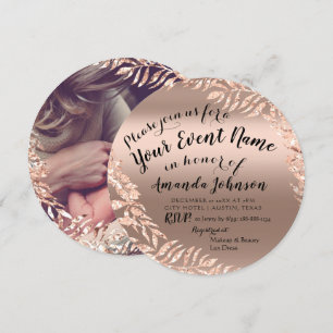 Baby Shower Girl Rose Gold Royal Foto Lux Einladung