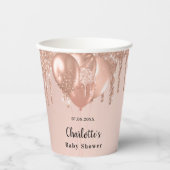 Baby Shower Girl Rose Goldballons Pappbecher (Vorderseite)