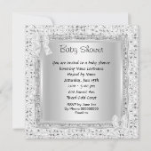 Baby Shower Girl Silver White Glitzer Shoe Einladung (Rückseite)