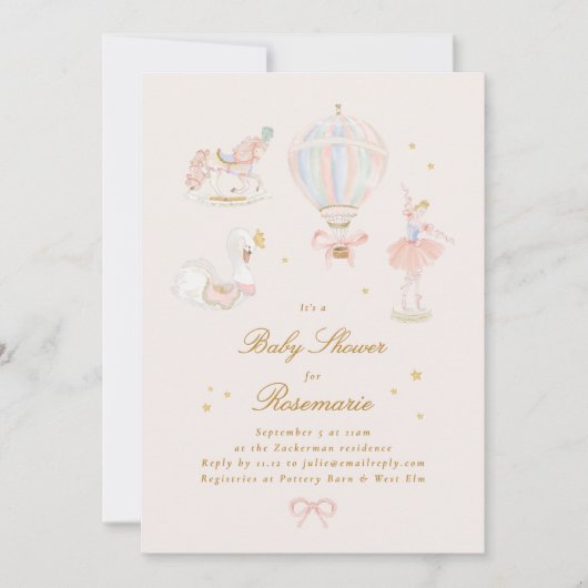 Baby Shower Girl Star Princess Fairytale Ballerina Einladung (Vorderseite)