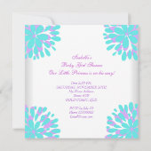 Baby Shower Girl Sweet Baby Aquamariner Lila Bär Einladung (Rückseite)