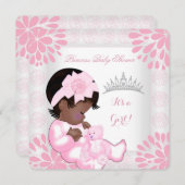 Baby Shower Girl Sweet Baby Peach Pink White Bear Einladung (Vorne/Hinten)