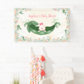 Baby Shower Girl Sweet Pea Pink Bow Peapod Banner (Insitu)