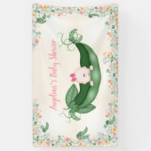 Baby Shower Girl Sweet Pea Pink Bow Peapod Banner (Vertikal)