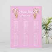 Baby Shower Girl Teddy Balloon Table Chart Einladung (Stehend Vorderseite)