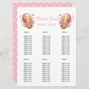 Baby Shower Girl Teddy Floral Balloon Chart Einladung