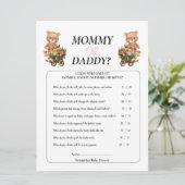 Baby Shower Girl Teddy Mommy Daddy Floral Rustikal Einladung (Stehend Vorderseite)