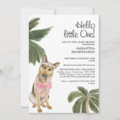 Baby Shower Girl Tropical Palm German Shepherd Dog Einladung (Vorderseite)