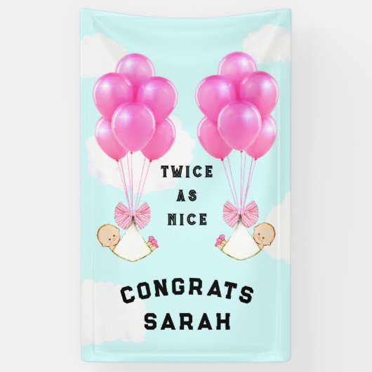 Baby Shower Girl Twins Banner (Vertikal)
