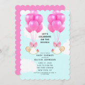 Baby Shower Girl Twins Einladung (Vorne/Hinten)