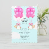 Baby Shower Girl Twins Einladung (Stehend Vorderseite)
