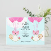 Baby Shower Girl Twins Einladung (Stehend Vorderseite)