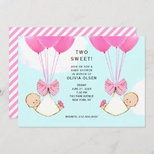 Baby Shower Girl Twins Einladung