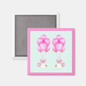 Baby Shower Girl Twins Magnet (Vorderseite/Rückseite)