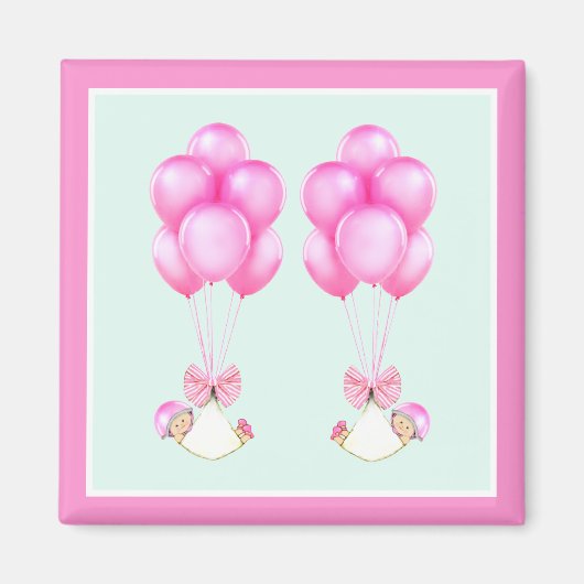 Baby Shower Girl Twins Magnet (Vorne)