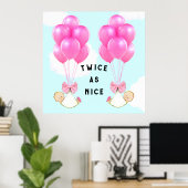 Baby Shower Girl Twins Poster (Heimbüro)