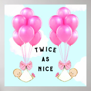 Baby Shower Girl Twins Poster
