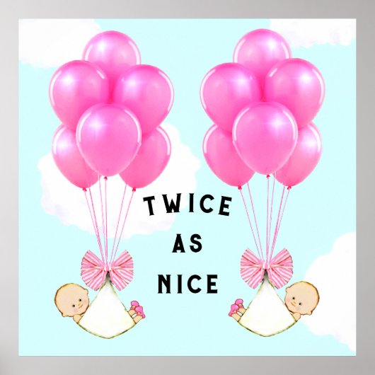 Baby Shower Girl Twins Poster (Vorne)